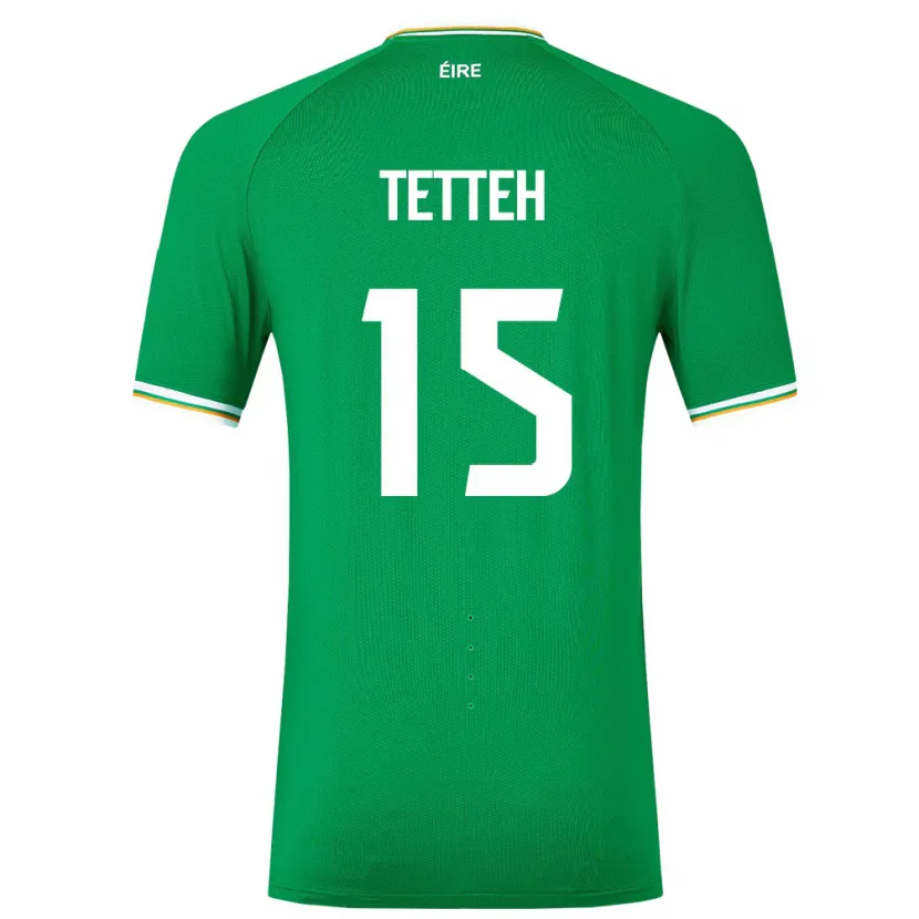 Danxen Enfant Maillot Irlande Gideon Tetteh #15 Vert Tenues Domicile 24-26 T-Shirt