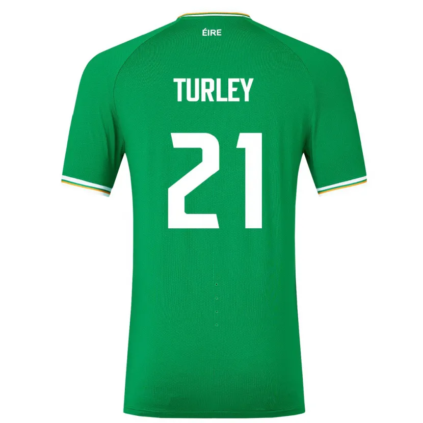 Danxen Enfant Maillot Irlande Freddie Turley #21 Vert Tenues Domicile 24-26 T-Shirt