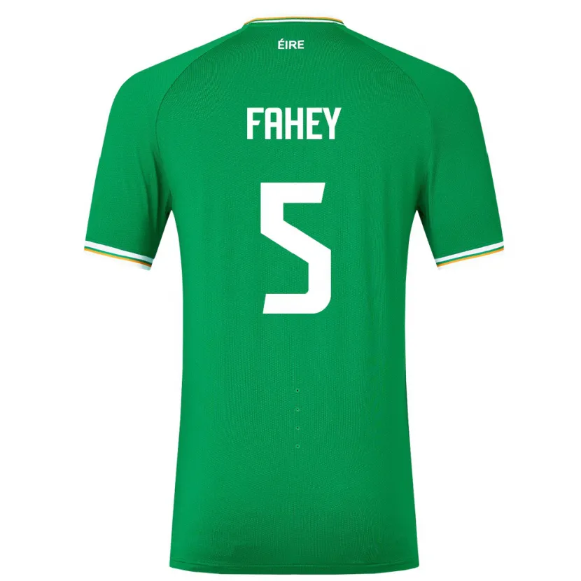 Danxen Enfant Maillot Irlande Niamh Fahey #5 Vert Tenues Domicile 24-26 T-Shirt