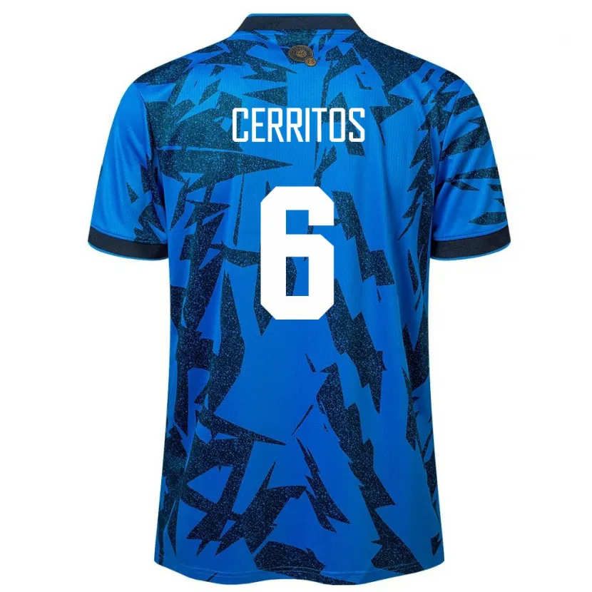 Danxen Enfant Maillot Salvador Mauricio Cerritos #6 Bleu Tenues Domicile 24-26 T-Shirt