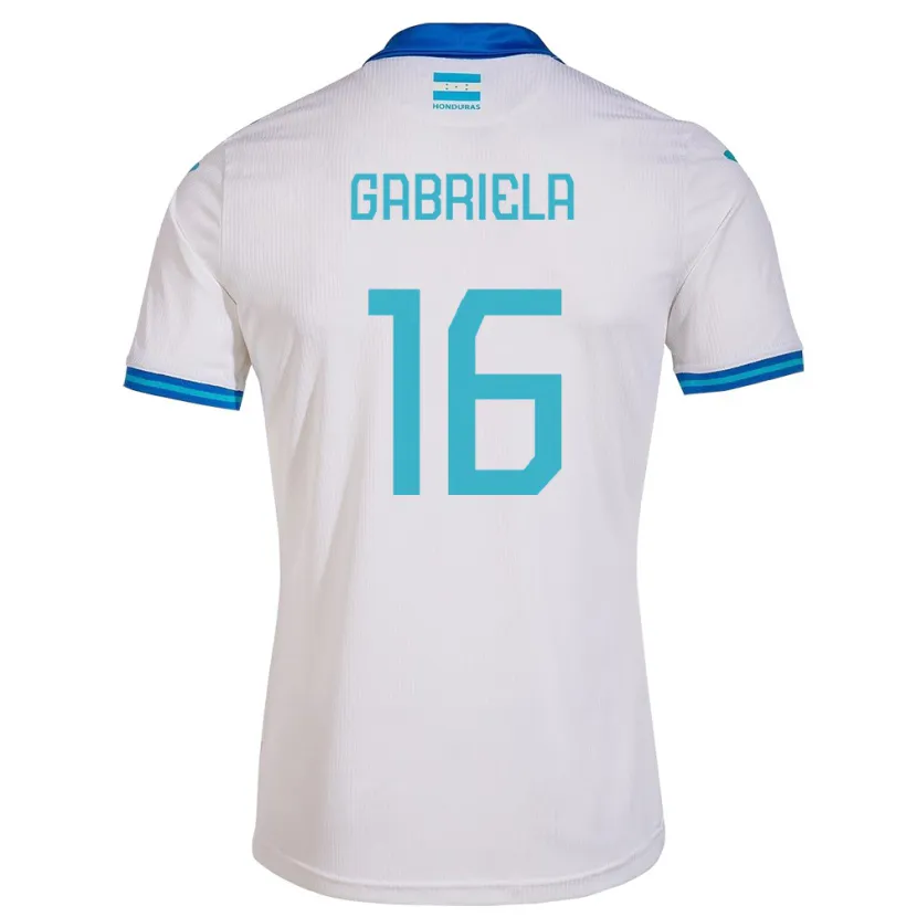 Danxen Enfant Maillot Honduras Gabriela García #16 Blanc Tenues Domicile 24-26 T-Shirt