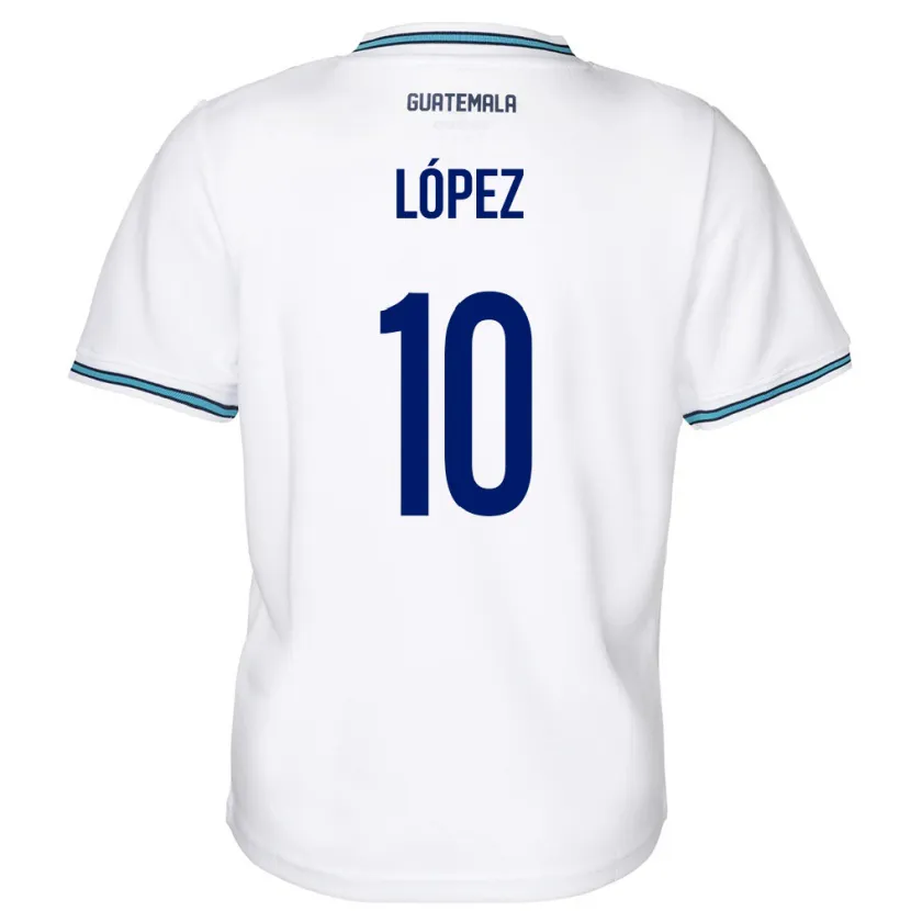 Danxen Enfant Maillot Guatemala Antonio López #10 Blanc Tenues Domicile 24-26 T-Shirt