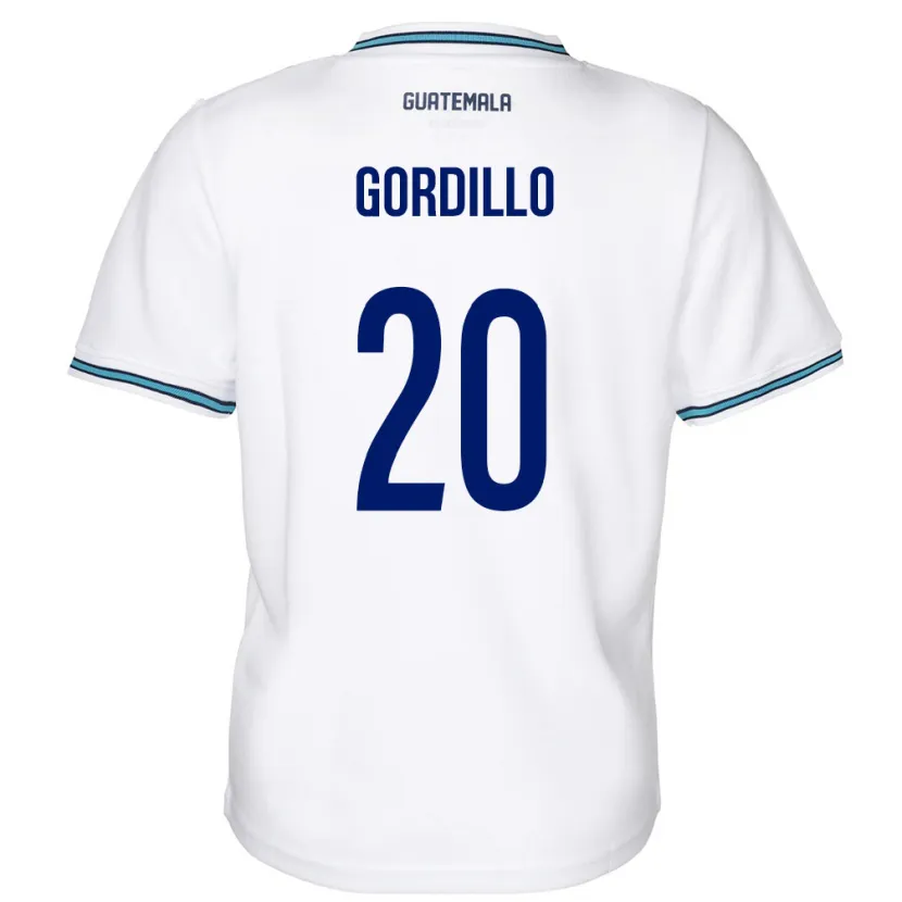 Danxen Enfant Maillot Guatemala Gerardo Gordillo #20 Blanc Tenues Domicile 24-26 T-Shirt