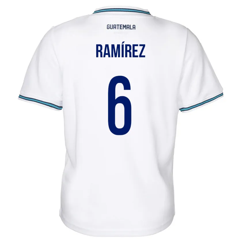 Danxen Enfant Maillot Guatemala Kevin Ramírez #6 Blanc Tenues Domicile 24-26 T-Shirt