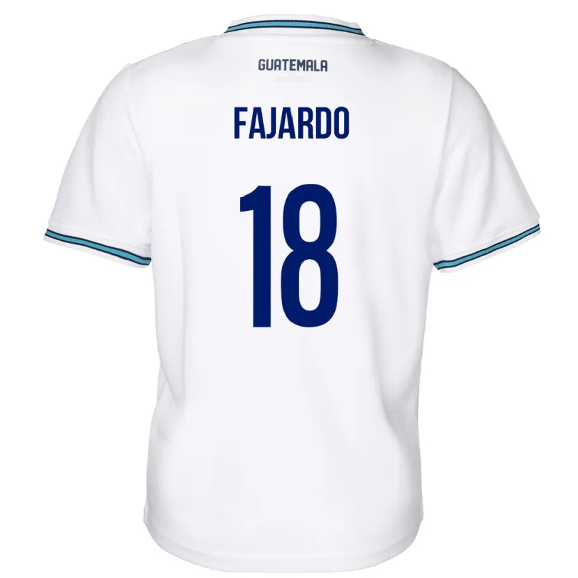 Danxen Enfant Maillot Guatemala William Fajardo #18 Blanc Tenues Domicile 24-26 T-Shirt