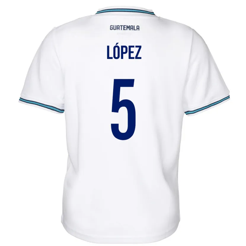 Danxen Enfant Maillot Guatemala Jeffery López #5 Blanc Tenues Domicile 24-26 T-Shirt