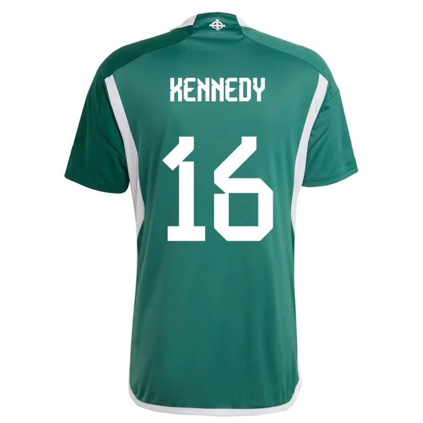 Danxen Enfant Maillot Irlande Du Nord Matty Kennedy #16 Vert Tenues Domicile 24-26 T-Shirt