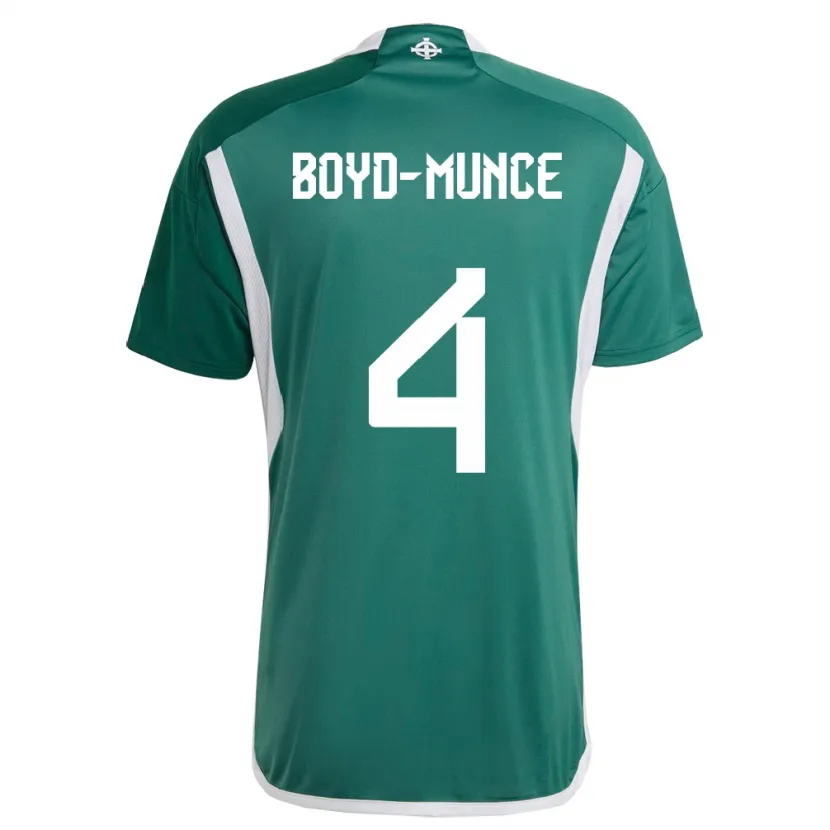 Danxen Enfant Maillot Irlande Du Nord Caolan Boyd-Munce #4 Vert Tenues Domicile 24-26 T-Shirt