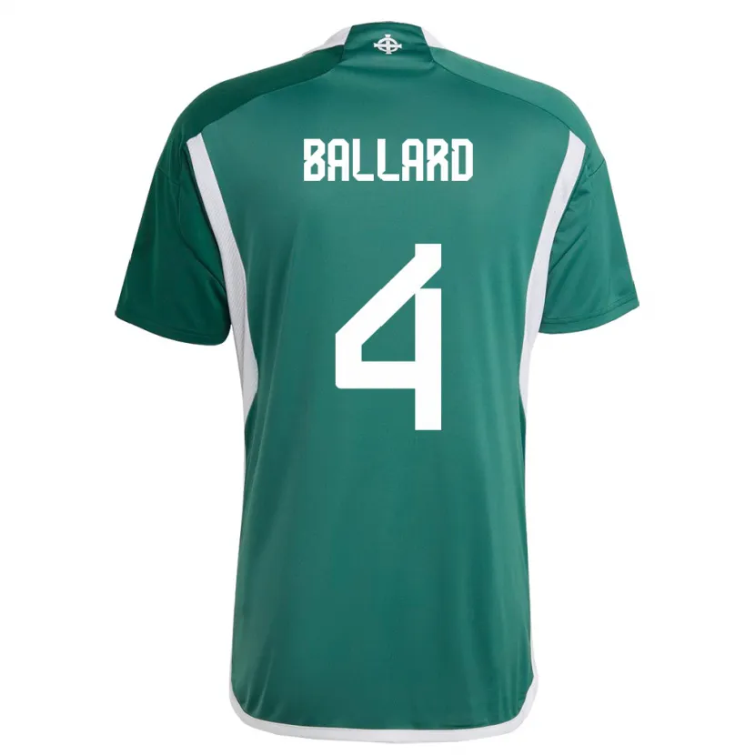Danxen Enfant Maillot Irlande Du Nord Daniel Ballard #4 Vert Tenues Domicile 24-26 T-Shirt