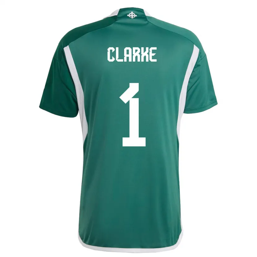 Danxen Enfant Maillot Irlande Du Nord Josh Clarke #1 Vert Tenues Domicile 24-26 T-Shirt