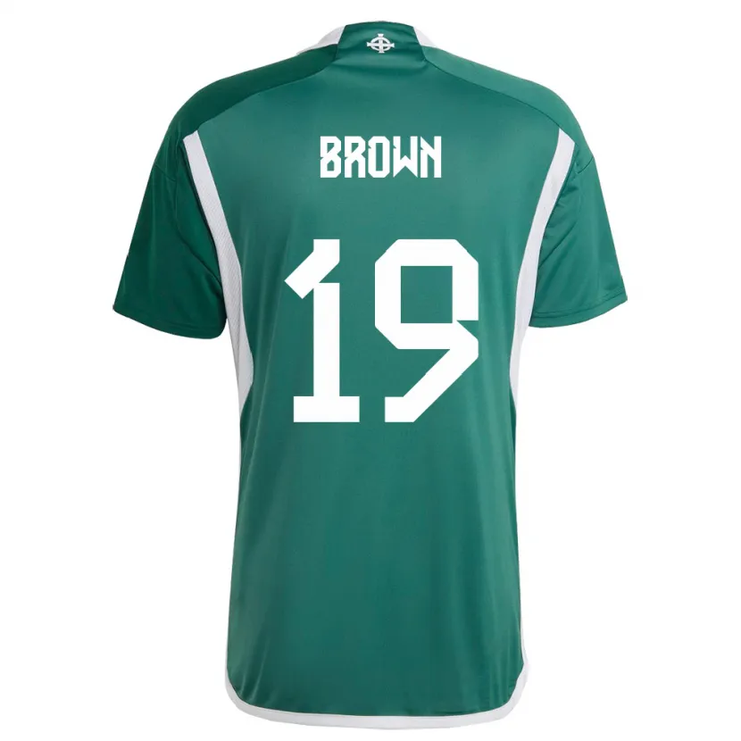 Danxen Enfant Maillot Irlande Du Nord Sean Brown #19 Vert Tenues Domicile 24-26 T-Shirt