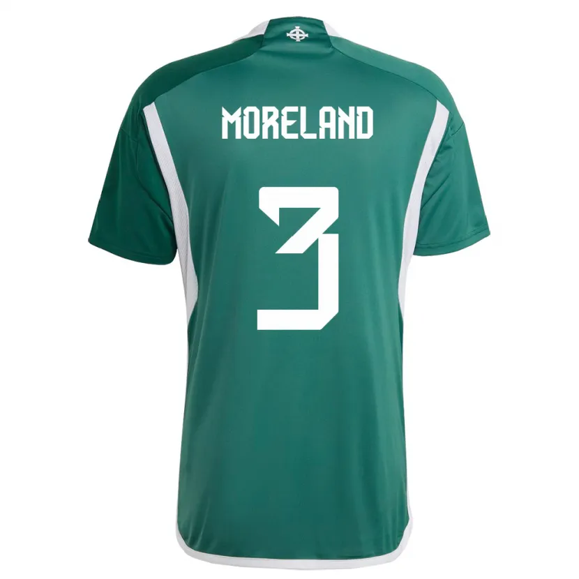Danxen Enfant Maillot Irlande Du Nord Calum Moreland #3 Vert Tenues Domicile 24-26 T-Shirt