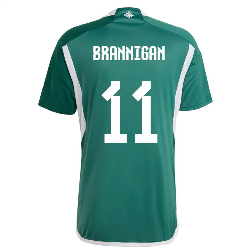Danxen Enfant Maillot Irlande Du Nord Cole Brannigan #11 Vert Tenues Domicile 24-26 T-Shirt