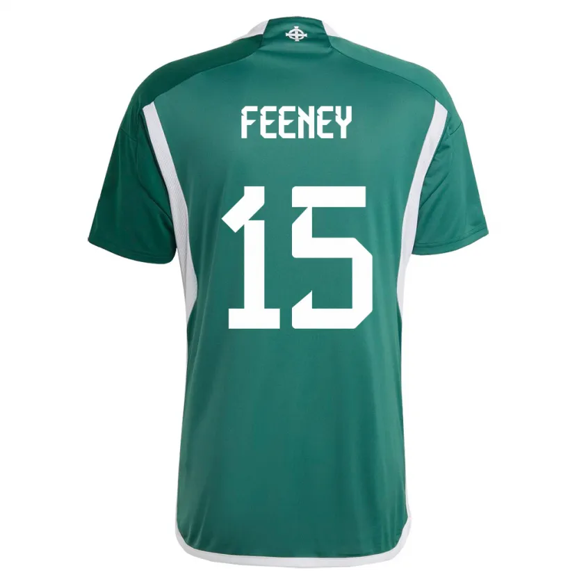 Danxen Enfant Maillot Irlande Du Nord George Feeney #15 Vert Tenues Domicile 24-26 T-Shirt