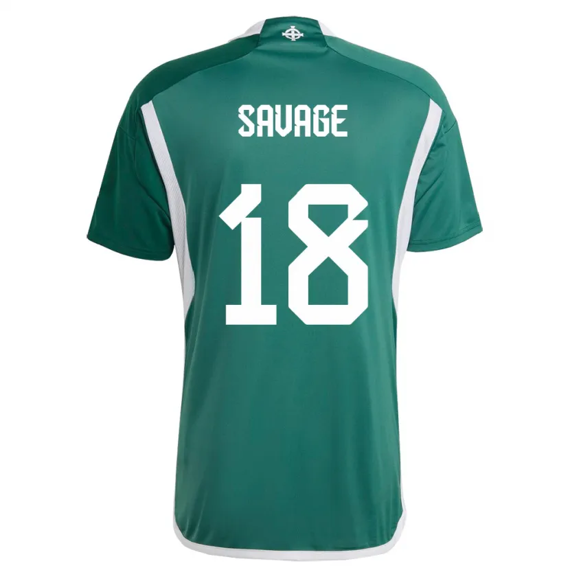 Danxen Enfant Maillot Irlande Du Nord Troy Savage #18 Vert Tenues Domicile 24-26 T-Shirt