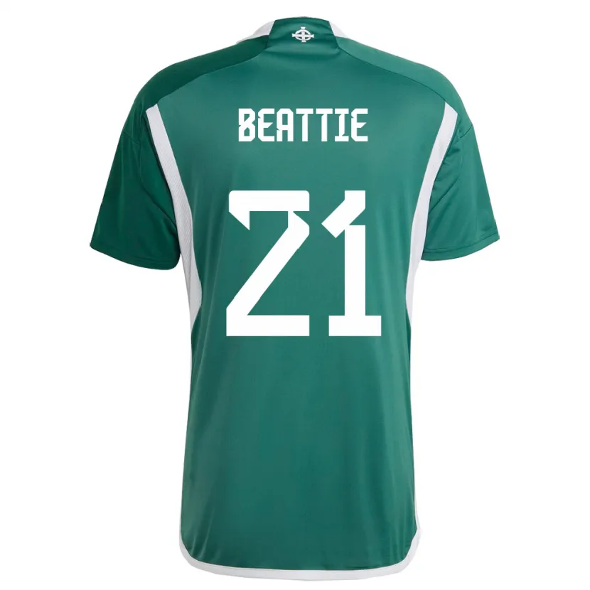 Danxen Enfant Maillot Irlande Du Nord Kerry Beattie #21 Vert Tenues Domicile 24-26 T-Shirt