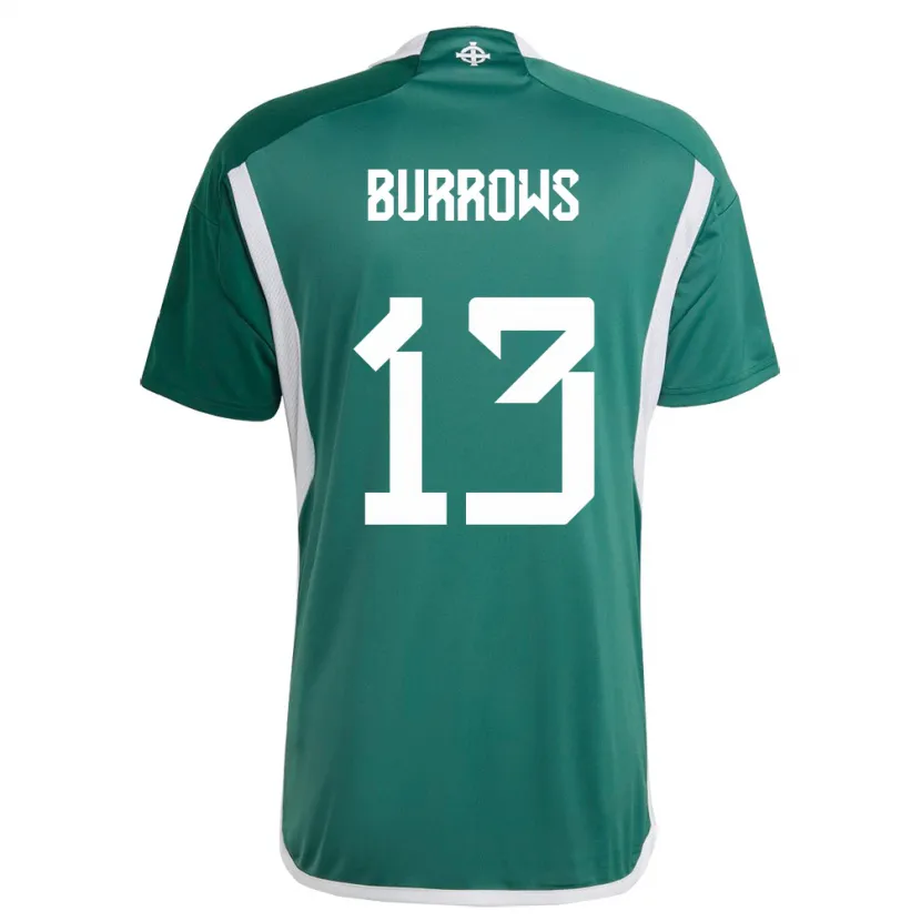 Danxen Enfant Maillot Irlande Du Nord Kelsie Burrows #13 Vert Tenues Domicile 24-26 T-Shirt