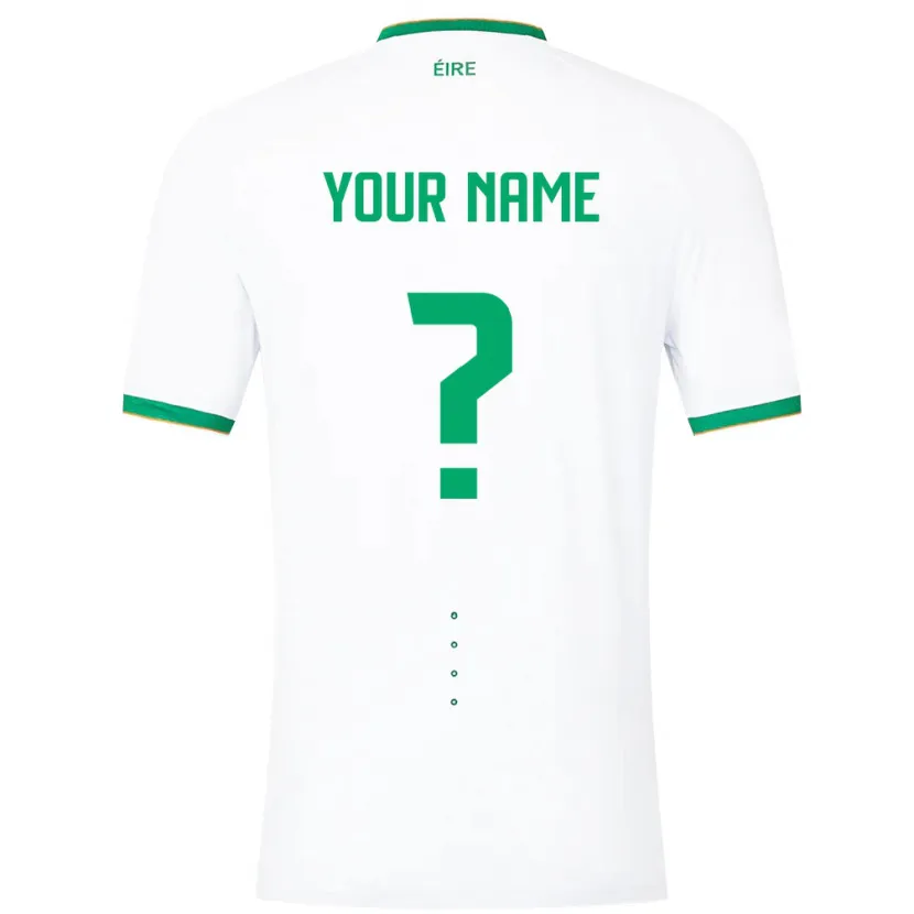 Danxen Enfant Maillot Irlande Votre Nom #0 Blanc Tenues Extérieur 24-26 T-Shirt