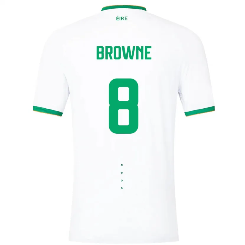 Danxen Enfant Maillot Irlande Alan Browne #8 Blanc Tenues Extérieur 24-26 T-Shirt