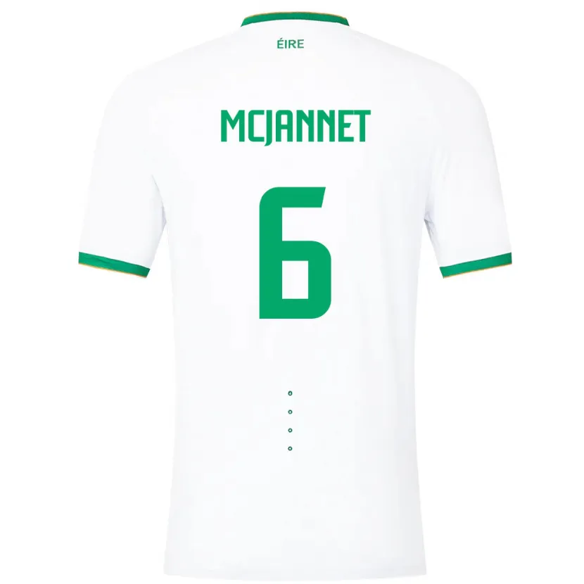 Danxen Enfant Maillot Irlande Ed Mcjannet #6 Blanc Tenues Extérieur 24-26 T-Shirt