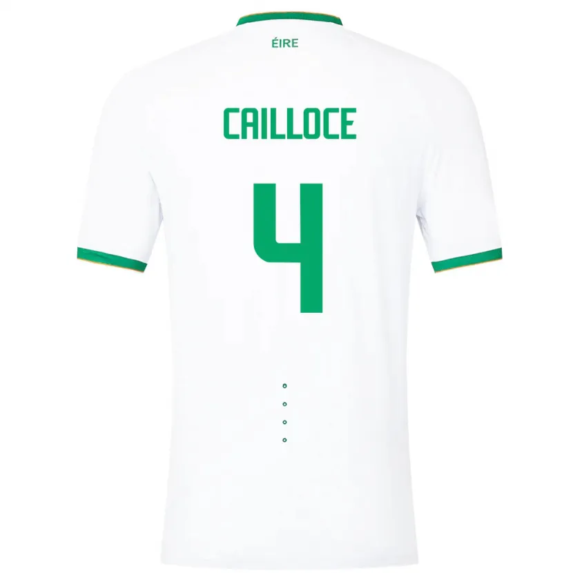 Danxen Enfant Maillot Irlande Luca Cailloce #4 Blanc Tenues Extérieur 24-26 T-Shirt