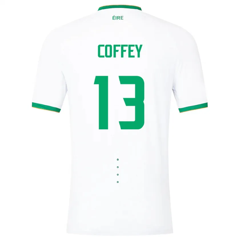 Danxen Enfant Maillot Irlande Fiachra Coffey #13 Blanc Tenues Extérieur 24-26 T-Shirt