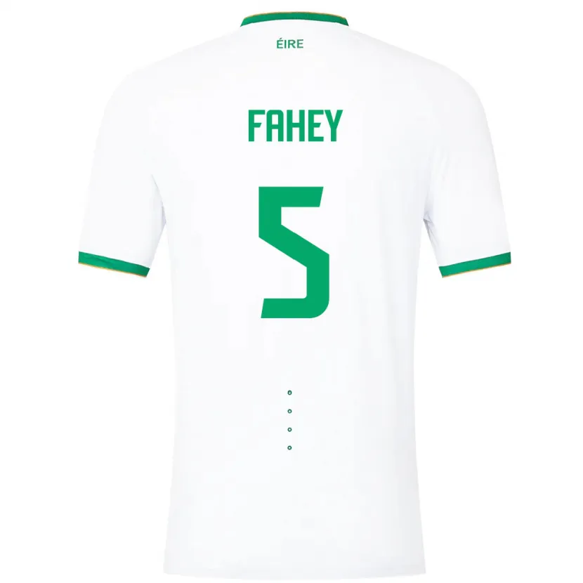 Danxen Enfant Maillot Irlande Niamh Fahey #5 Blanc Tenues Extérieur 24-26 T-Shirt