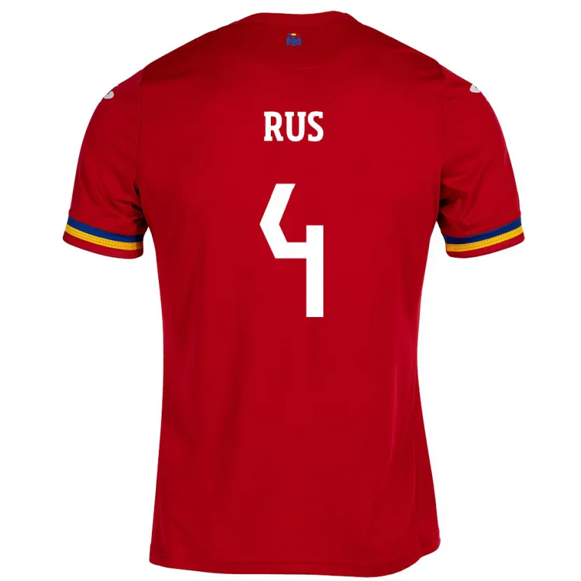 Danxen Enfant Maillot Roumanie Adrian Rus #4 Rouge Tenues Extérieur 24-26 T-Shirt