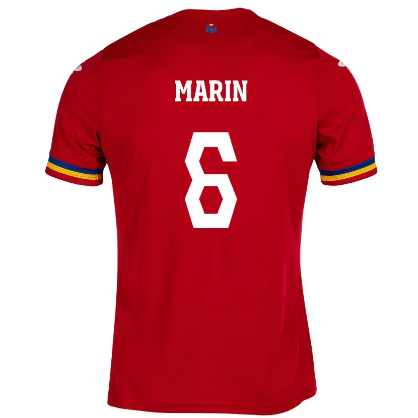 Danxen Enfant Maillot Roumanie Marius Marin #6 Rouge Tenues Extérieur 24-26 T-Shirt