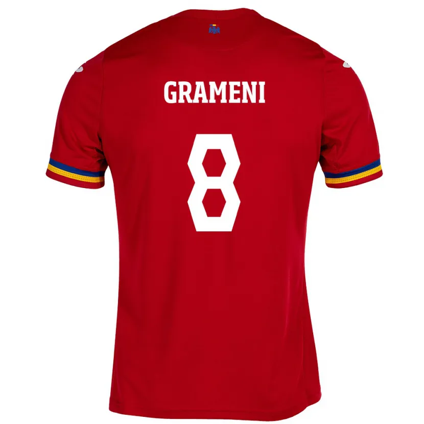 Danxen Enfant Maillot Roumanie Constantin Grameni #8 Rouge Tenues Extérieur 24-26 T-Shirt