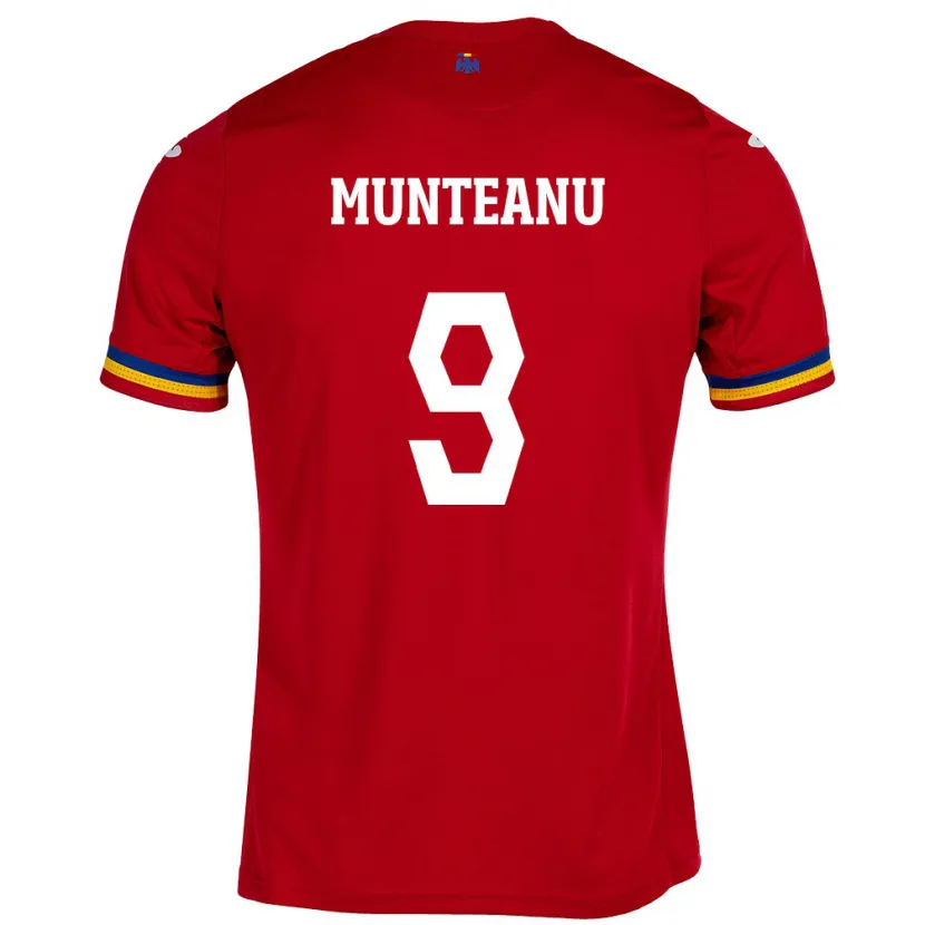 Danxen Enfant Maillot Roumanie Louis Munteanu #9 Rouge Tenues Extérieur 24-26 T-Shirt