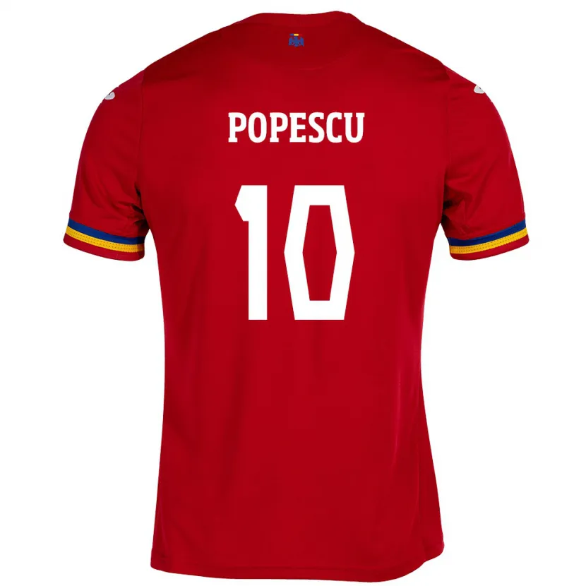 Danxen Enfant Maillot Roumanie Octavian Popescu #10 Rouge Tenues Extérieur 24-26 T-Shirt