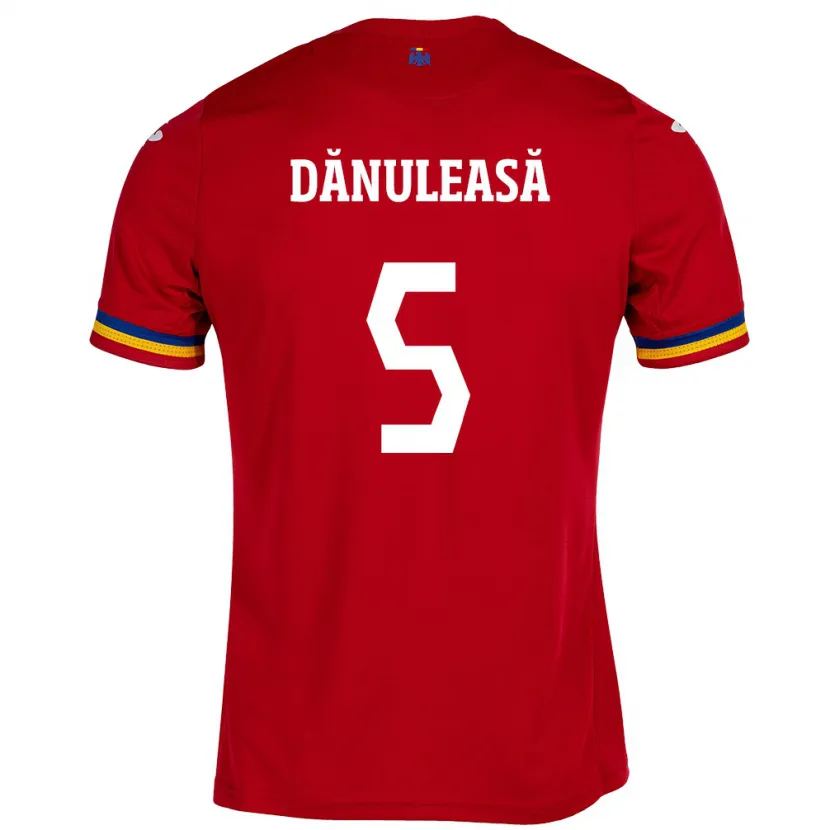 Danxen Enfant Maillot Roumanie Gabriel Dănuleasă #5 Rouge Tenues Extérieur 24-26 T-Shirt