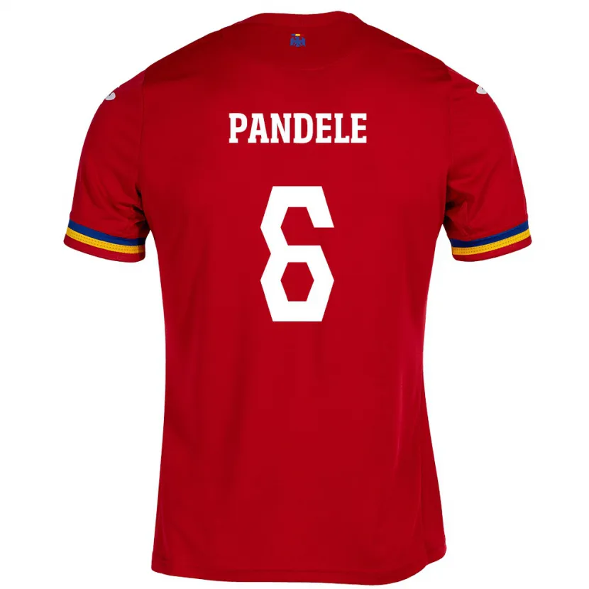 Danxen Enfant Maillot Roumanie Andrei Pandele #6 Rouge Tenues Extérieur 24-26 T-Shirt