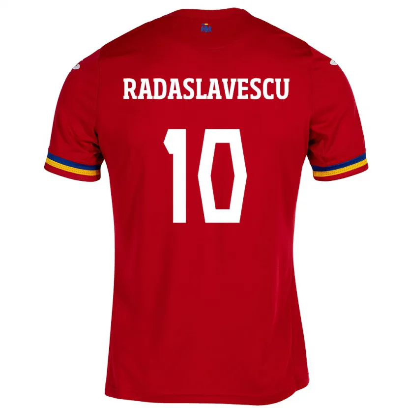 Danxen Enfant Maillot Roumanie Eduard Radaslavescu #10 Rouge Tenues Extérieur 24-26 T-Shirt