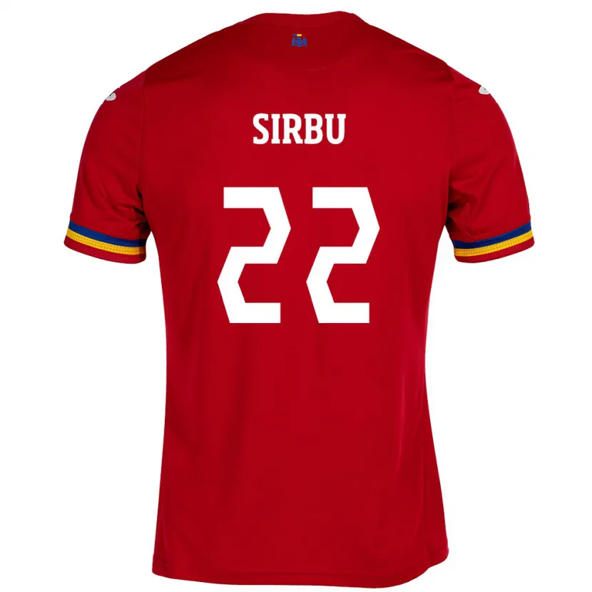 Danxen Enfant Maillot Roumanie Dan Sîrbu #22 Rouge Tenues Extérieur 24-26 T-Shirt