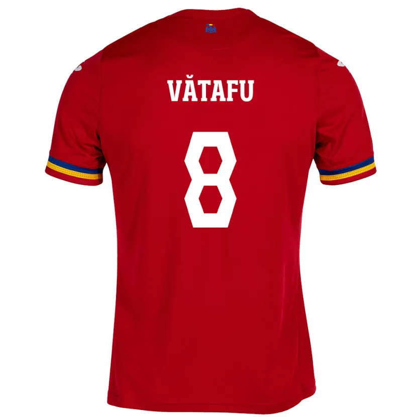 Danxen Enfant Maillot Roumanie Ștefania Vătafu #8 Rouge Tenues Extérieur 24-26 T-Shirt