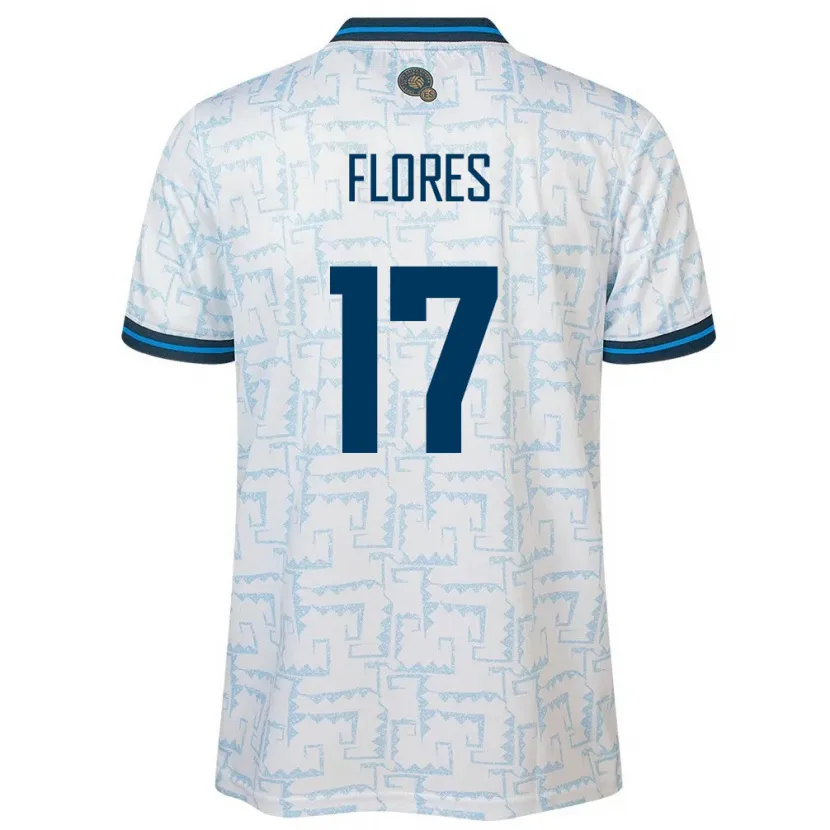 Danxen Enfant Maillot Salvador Diego Flores #17 Blanc Tenues Extérieur 24-26 T-Shirt