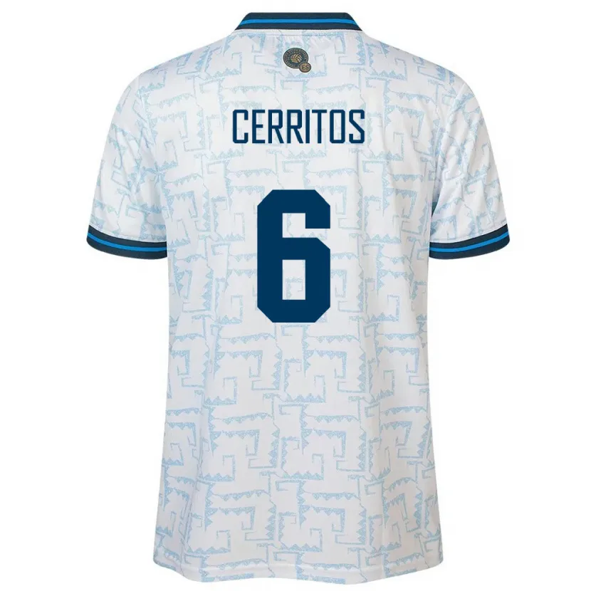 Danxen Enfant Maillot Salvador Mauricio Cerritos #6 Blanc Tenues Extérieur 24-26 T-Shirt
