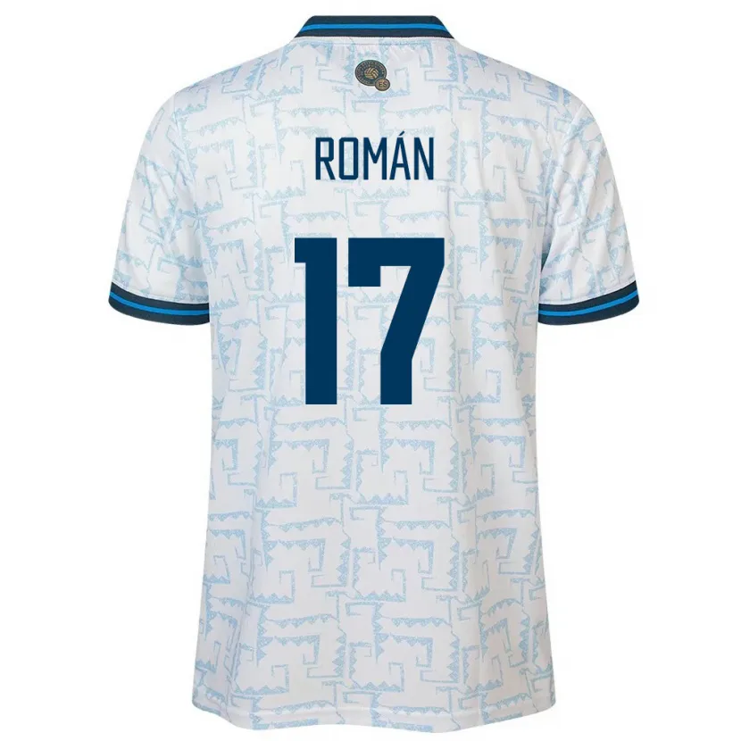 Danxen Enfant Maillot Salvador Kevin Román #17 Blanc Tenues Extérieur 24-26 T-Shirt
