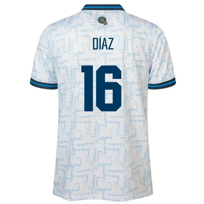 Danxen Enfant Maillot Salvador Wilber Díaz #16 Blanc Tenues Extérieur 24-26 T-Shirt