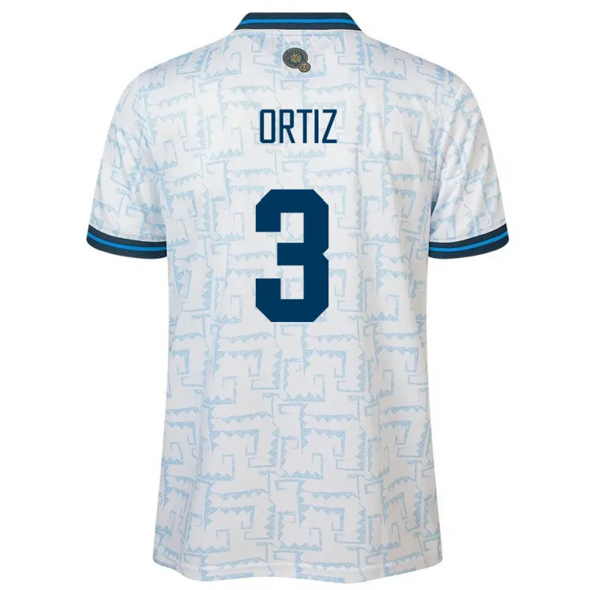 Danxen Enfant Maillot Salvador Priscila Ortiz #3 Blanc Tenues Extérieur 24-26 T-Shirt