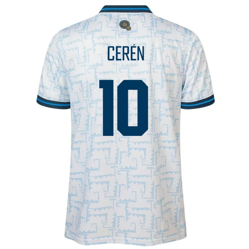 Danxen Enfant Maillot Salvador Brenda Cerén #10 Blanc Tenues Extérieur 24-26 T-Shirt