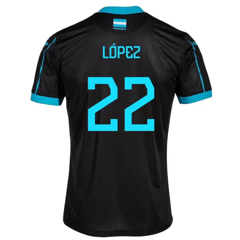Danxen Enfant Maillot Honduras Luis López #22 Noir Tenues Extérieur 24-26 T-Shirt