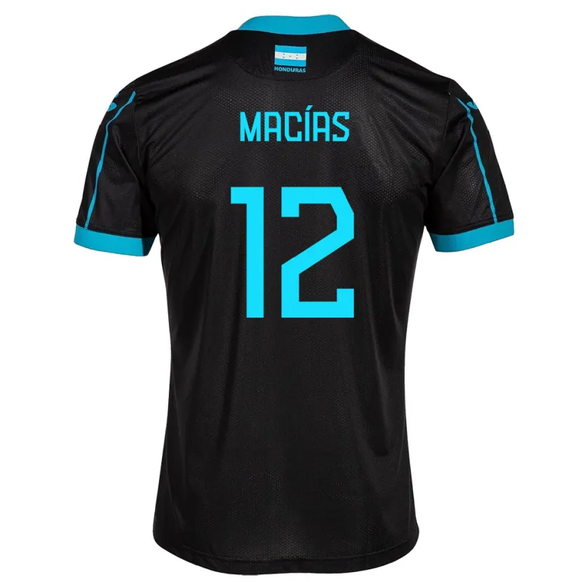 Danxen Enfant Maillot Honduras Owen Macías #12 Noir Tenues Extérieur 24-26 T-Shirt