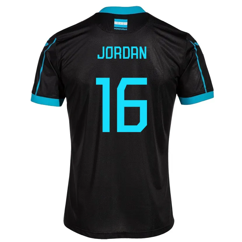 Danxen Enfant Maillot Honduras Jordan García #16 Noir Tenues Extérieur 24-26 T-Shirt