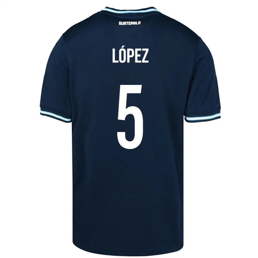 Danxen Enfant Maillot Guatemala Jeffery López #5 Bleu Tenues Extérieur 24-26 T-Shirt