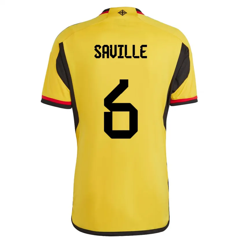 Danxen Enfant Maillot Irlande Du Nord George Saville #6 Blanc Tenues Extérieur 24-26 T-Shirt