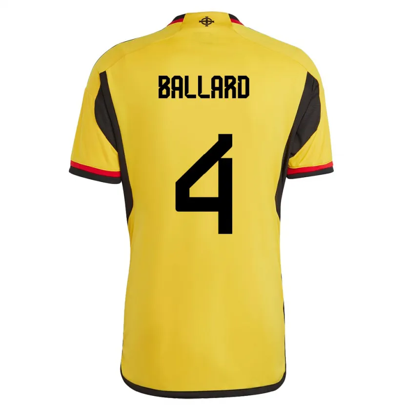Danxen Enfant Maillot Irlande Du Nord Daniel Ballard #4 Blanc Tenues Extérieur 24-26 T-Shirt