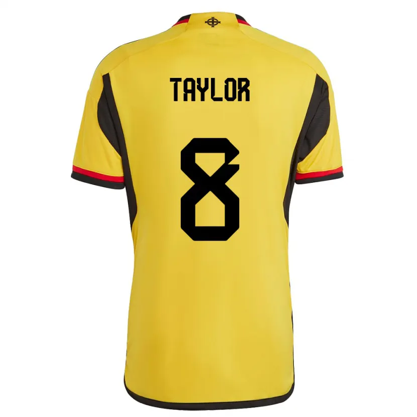 Danxen Enfant Maillot Irlande Du Nord Dale Taylor #8 Blanc Tenues Extérieur 24-26 T-Shirt